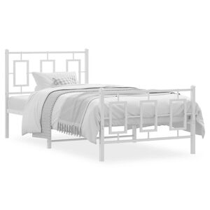 vidaXL Estructura cama sin colch&oacute;n con estribo metal blanco 90x200 cm