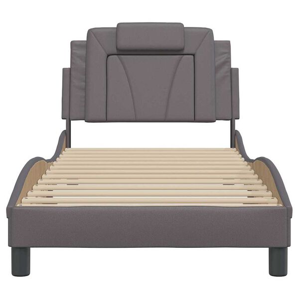 vidaXL Estructura de cama Viana sin colch&oacute;n cuero sint&eacute;tico gris 80x200 cm