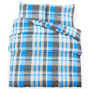 vidaXL Juego de funda n&oacute;rdica algod&oacute;n azul y gris 220x240 cm