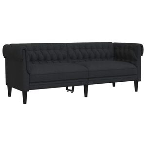 vidaXL Sof&aacute; Chesterfield de 3 plazas tela negro