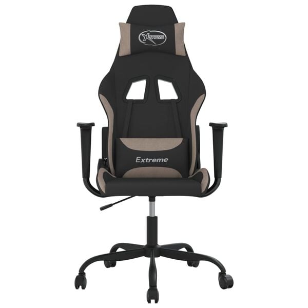 vidaXL Silla gaming de masaje tela crema y gris taup&eacute;