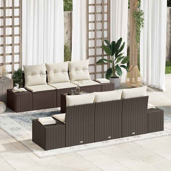 vidaXL Conjunto de sofá de jardín 8 pcs Marrón y crema ratán sintético