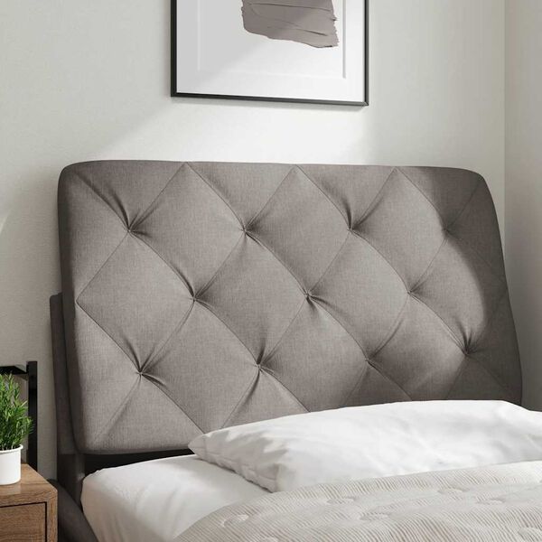 vidaXL Cabecero de cama acolchado tela gris taup&eacute; 90 cm