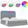 vidaXL Cama con tira de luces LED Gris Claro 180 x 200 cm tela