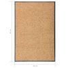 vidaXL Felpudo lavable crema 60x90 cm