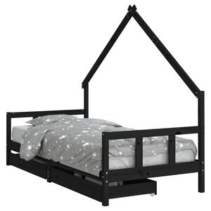vidaXL Estructura de cama ni&ntilde;os con cajones madera pino negro 90x200cm