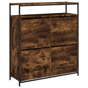 vidaXL Zapatero 4 cajones abatibles roble ahumado 100x34x112 cm