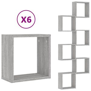 vidaXL Estantes cubo de pared 6 unidades gris sonoma 30x15x30 cm