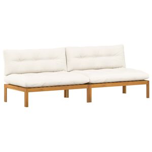 vidaXL Unidad Sof&aacute; Medio 2 uds. Natural y Crema Madera de acacia
