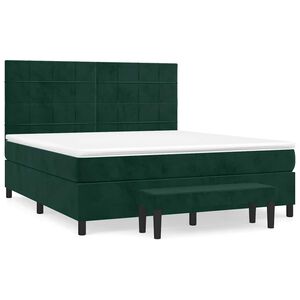 vidaXL Cama box spring con colch&oacute;n terciopelo verde oscuro 160x200 cm