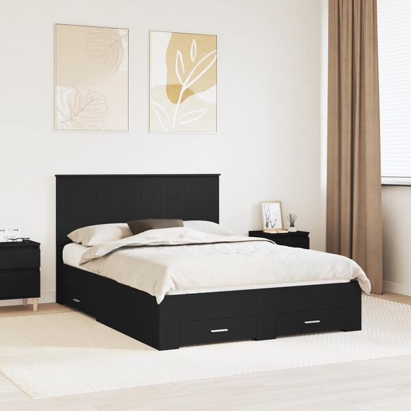 vidaXL Estructura de cama Negro 135 x 190 cm Madera de ingenier&iacute;a