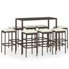 vidaXL Set de bar de jard&iacute;n 9 piezas rat&aacute;n sint&eacute;tico marr&oacute;n
