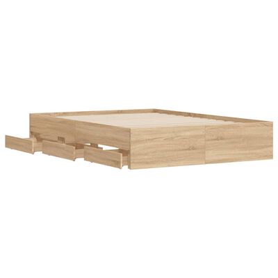 vidaXL Cama con cajones madera de ingeniería roble Sonoma 120x190 cm