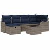 vidaXL Conjunto de sof&aacute;s de jard&iacute;n 7 uds. Gris y marino