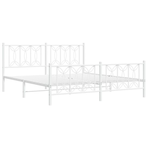 vidaXL Estructura cama sin colch&oacute;n con estribo metal blanco 183x213 cm
