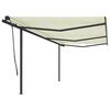 vidaXL Toldo retr&aacute;ctil manual con postes crema 6x3,5 m