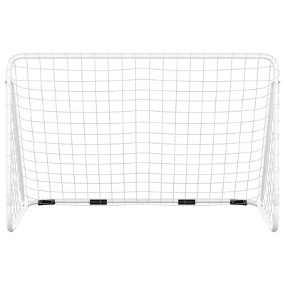 vidaXL Portería de fútbol con red acero blanco 180x90x120 cm