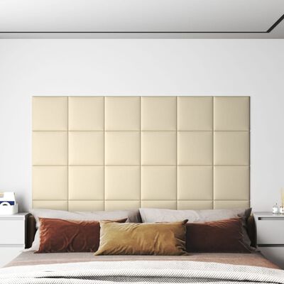 vidaXL Paneles de pared 12 uds cuero sintético crema 30x30 cm 1,08 m²