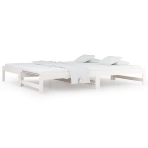vidaXL Sof&aacute; cama extra&iacute;ble madera maciza de pino blanco 2x(80x200) cm