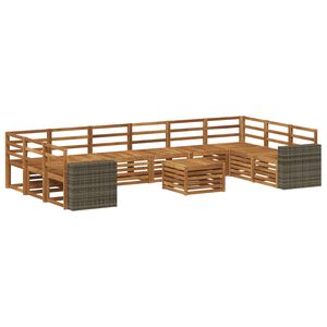 vidaXL Conjunto de sof&aacute;s de exterior 11 uds. Natural