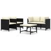 vidaXL Set de muebles de jard&iacute;n 5 pzas y cojines rat&aacute;n sint&eacute;tico negro
