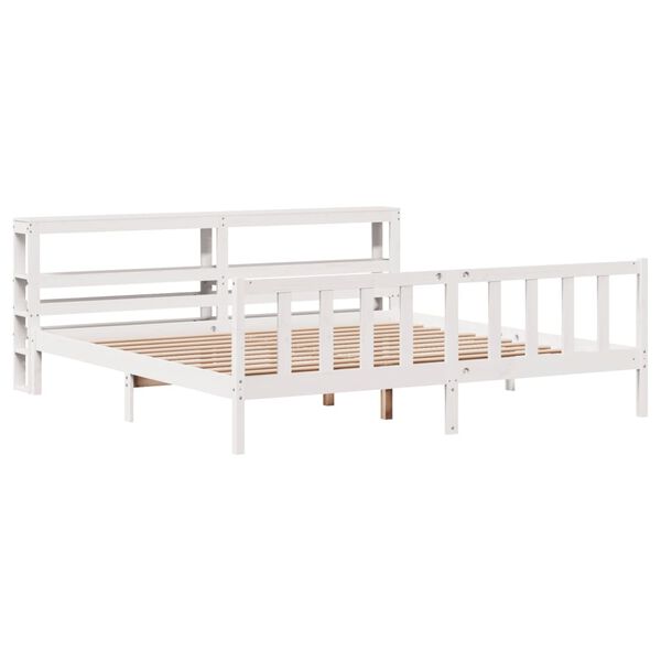 vidaXL Estructura de cama sin colch&oacute;n madera maciza blanca 200x200 cm