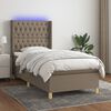 vidaXL Cama box spring colch&oacute;n y luces LED tela gris taupe 90x200 cm