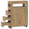 vidaXL Armario de ba&ntilde;o estrecho con ruedas madera roble artisian