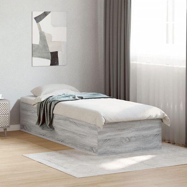 vidaXL Estructura de cama madera de ingenier&iacute;a gris Sonoma 75x190 cm