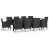 vidaXL Set de comedor jard&iacute;n 11 pzas con cojines rat&aacute;n sint&eacute;tico negro