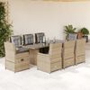 vidaXL Set comedor de jard&iacute;n 9 pzas con cojines rat&aacute;n sint&eacute;tico beige