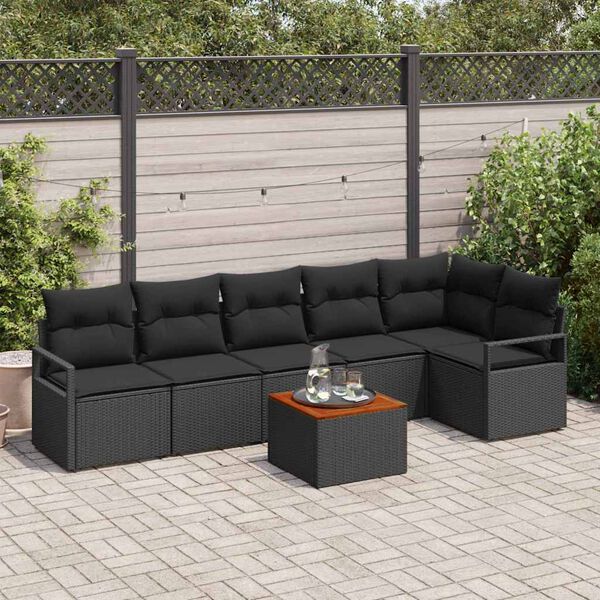 vidaXL Conjunto de sofá de jardín 7 pcs Negro
