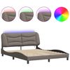 vidaXL Estructura de cama con LED sin colch&oacute;n Hvar tela gris taupe 160x200 cm
