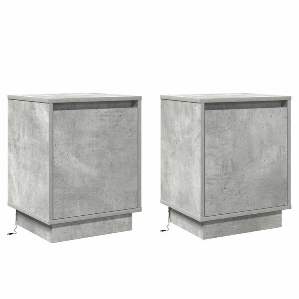 vidaXL Armario de Noche 2 pcs Gris Concreto 39 x 34,5 x 50 cm
