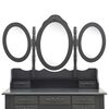 vidaXL Tocador con taburete y espejo triple plegable gris