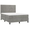 vidaXL Cama box spring colch&oacute;n y LED terciopelo gris claro 140x200 cm