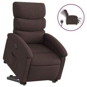vidaXL Sill&oacute;n el&eacute;ctrico reclinable elevable de tela marr&oacute;n oscuro