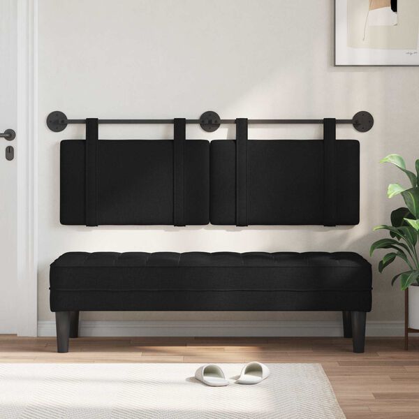 vidaXL Cabecera Colgante Liso Negro 150 x 55 x 5 cm tela