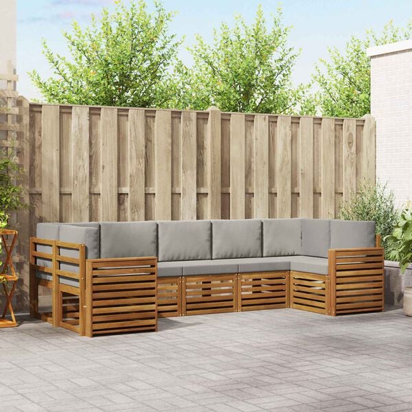 vidaXL Conjunto de Sof&aacute; Seccional con coj&iacute;n 7 pcs Gris Natural y Claro