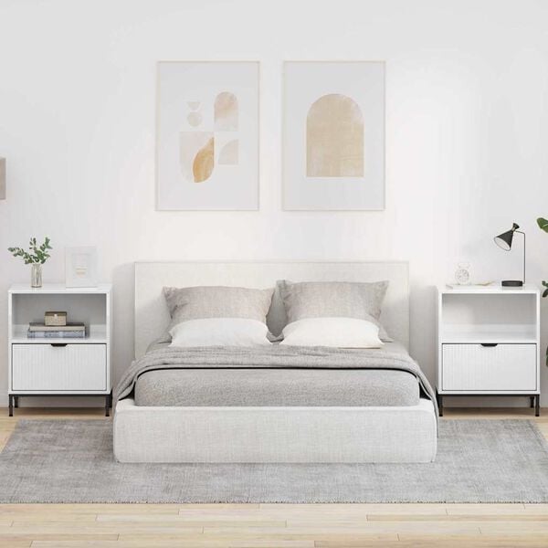 vidaXL Armario de Noche 2 pcs Blanco brillante 49 x 36 x 61 cm