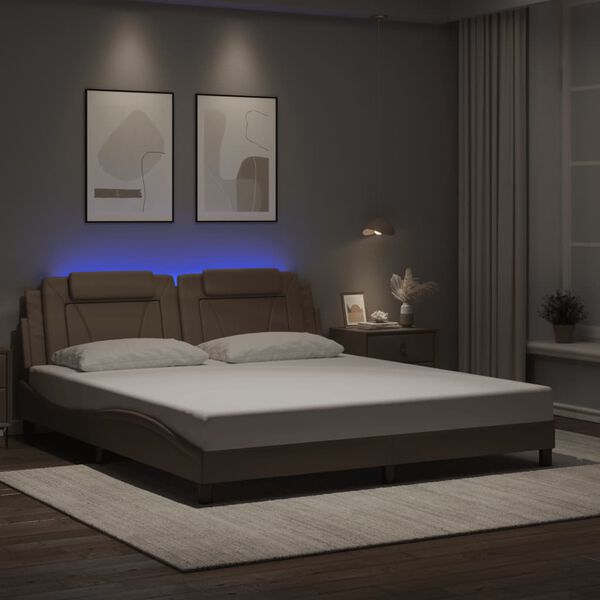 vidaXL Estructura de cama Viana con LED sin colch&oacute;n capuchino 180x200 cm