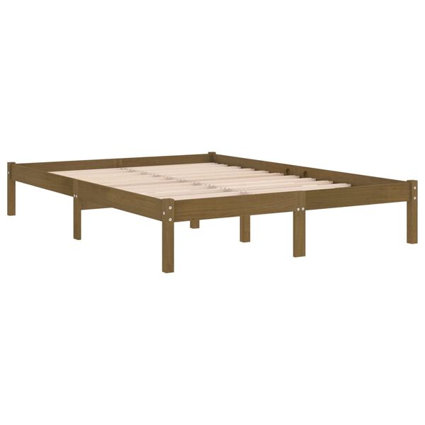 vidaXL Estructura cama sin colch&oacute;n madera maciza marr&oacute;n miel 200x200cm