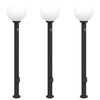 vidaXL Balizas de luz con sensor y tomacorriente, 3 unidades, 120 cm, color negro, IP44