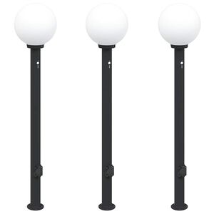vidaXL Balizas de luz con sensor y tomacorriente, 3 unidades, 120 cm, color negro, IP44