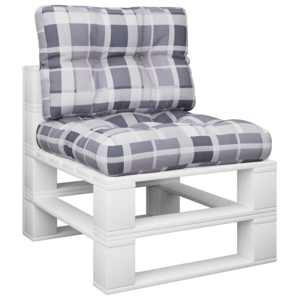 vidaXL Cojines para palets 2 unidades tela a cuadros gris