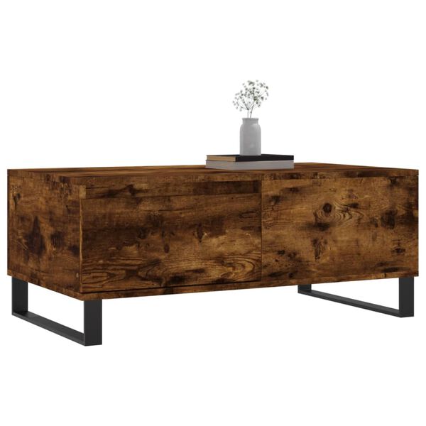 vidaXL Mesa de centro madera contrachapada roble ahumado 90x50x36,5 cm