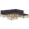 vidaXL Set de muebles de jard&iacute;n 6 piezas bamb&uacute; con cojines gris oscuro