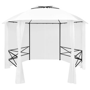 vidaXL Marquesina de jard&iacute;n con cortinas blanca 360x312x265cm 180 g/m&sup2;