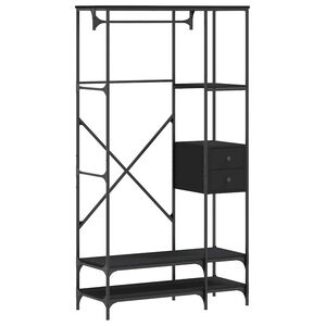 vidaXL Perchero con estantes madera de ingenier&iacute;a negro