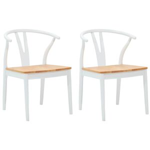 vidaXL Silla de comedor 2 uds. Madera de Caucho S&oacute;lido y Natural